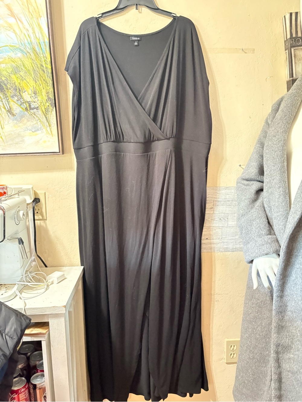 torrid Black Faux-Wrap V-Neck Maxi Dress
